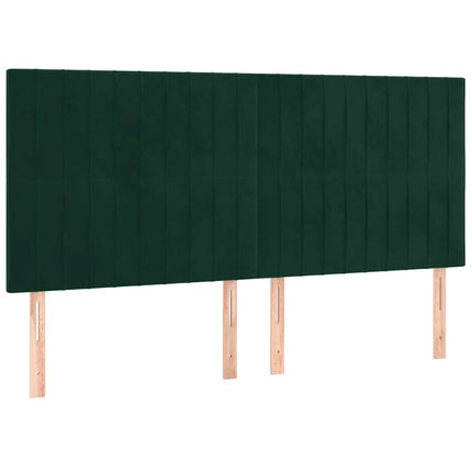 kontinentalseng med madras 200x200 cm fløjl mørkegrøn