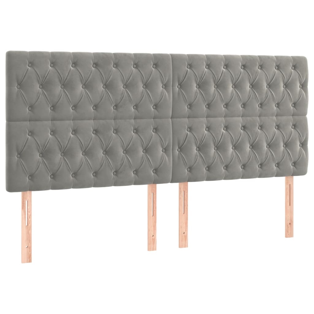 kontinentalseng med madras 200x200 cm fløjl lysegrå