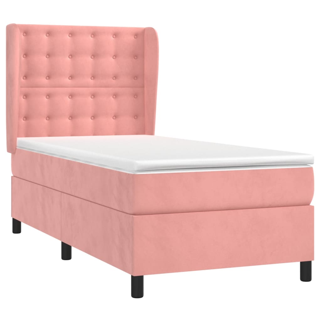 kontinentalseng med madras 90x190 cm fløjl pink