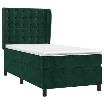 kontinentalseng med madras 90x200 cm fløjl mørkegrøn