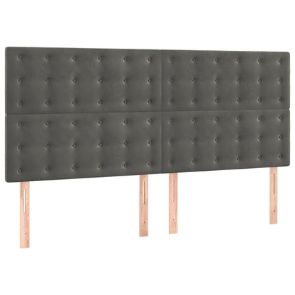 kontinentalseng med madras 200x200 cm fløjl mørkegrå
