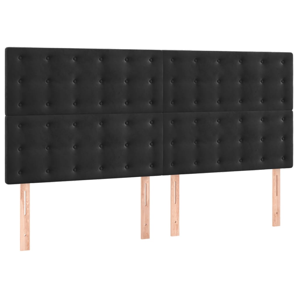 kontinentalseng med madras 200x200 cm fløjl sort