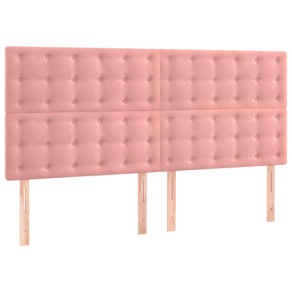 kontinentalseng med madras 200x200 cm fløjl lyserød