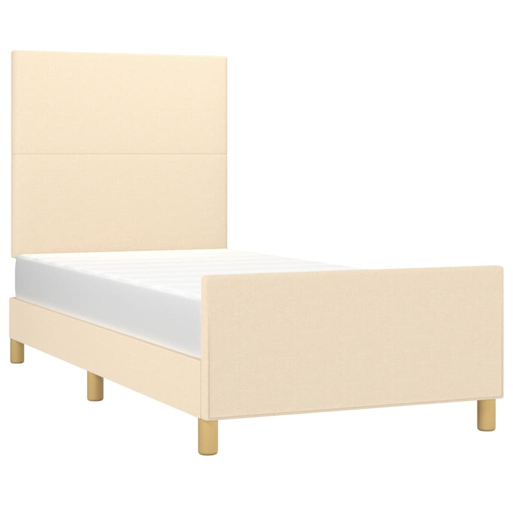 sengeramme uden madras 80x200 cm stof cremefarvet