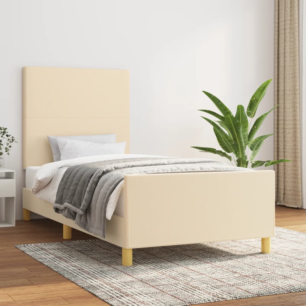 sengeramme uden madras 80x200 cm stof cremefarvet