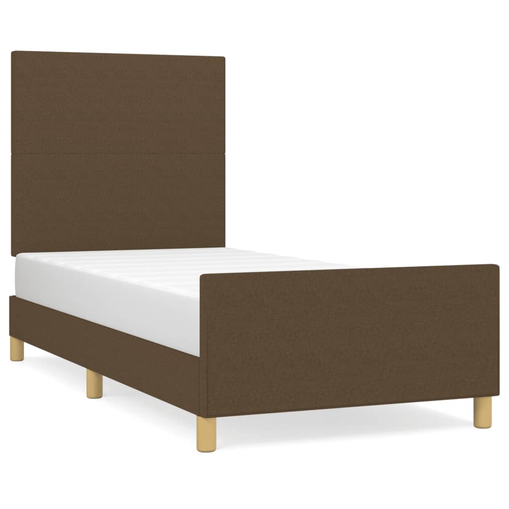 Sengeramme uden madras Mørkebrun 90x190 cm Stof
