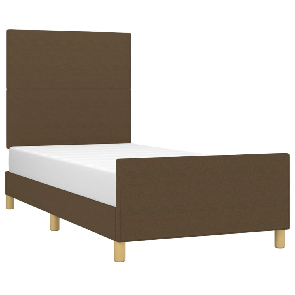 Sengeramme uden madras Mørkebrun 90x190 cm Stof