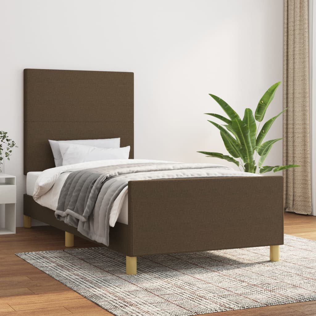 Sengeramme uden madras Mørkebrun 90x190 cm Stof