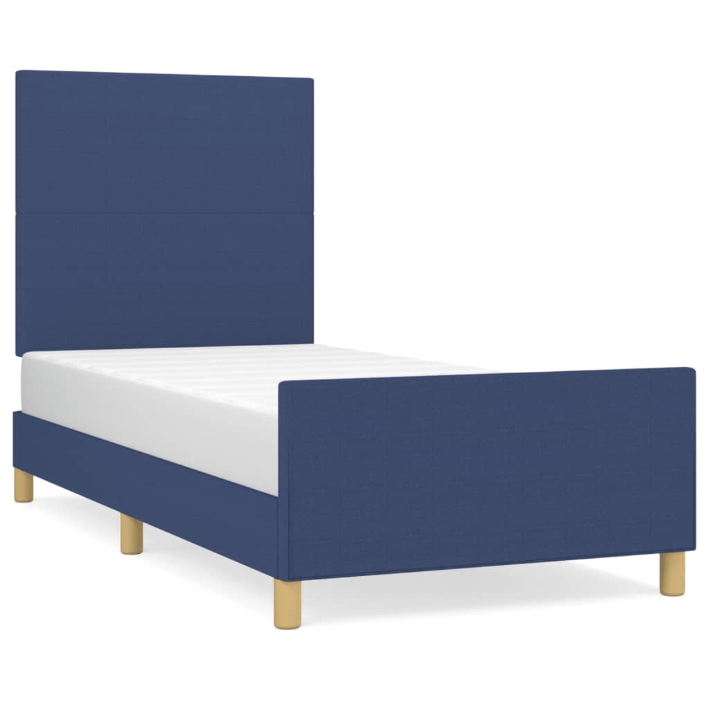 sengeramme uden madras 90x190 cm stof blå