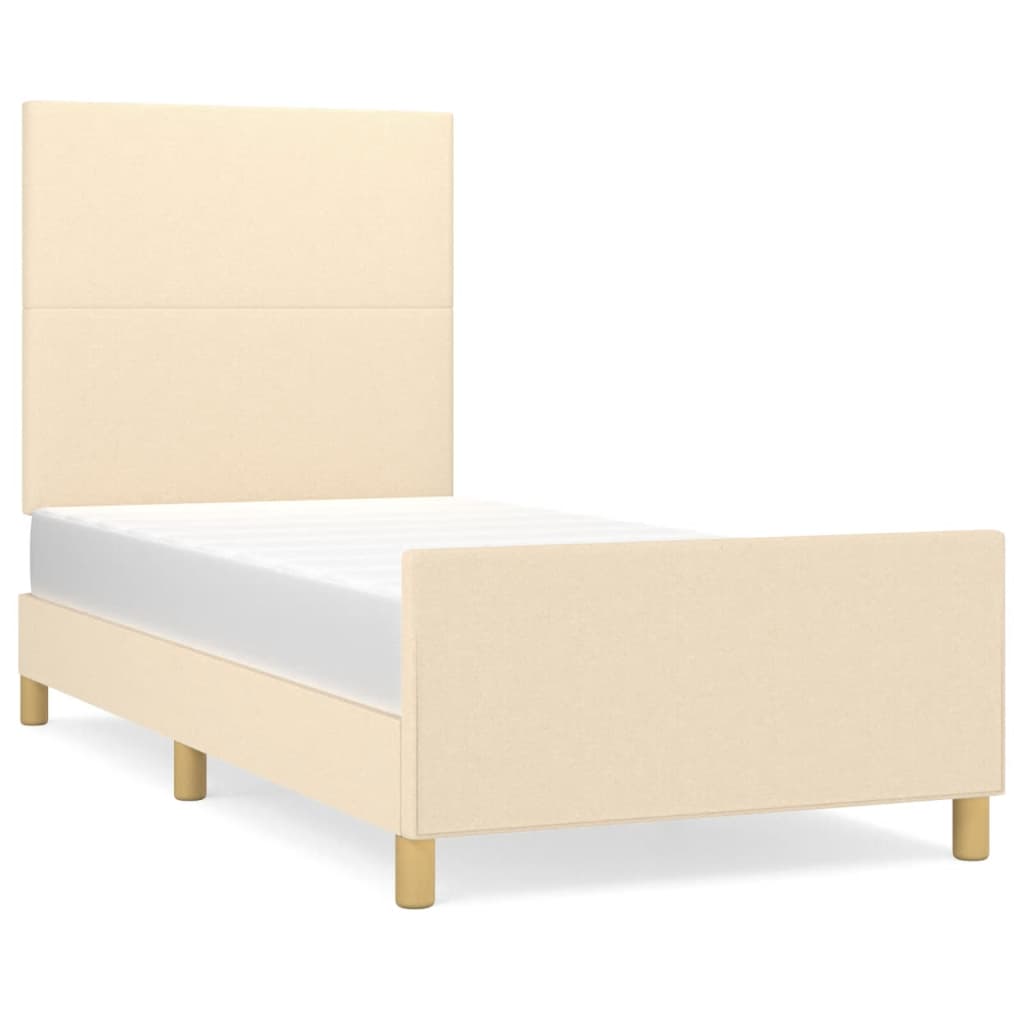 sengeramme uden madras 90x200 cm stof cremefarvet