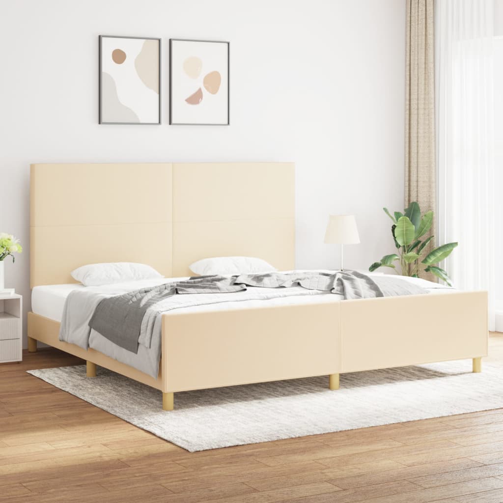 sengeramme uden madras 200x200 cm stof cremefarvet