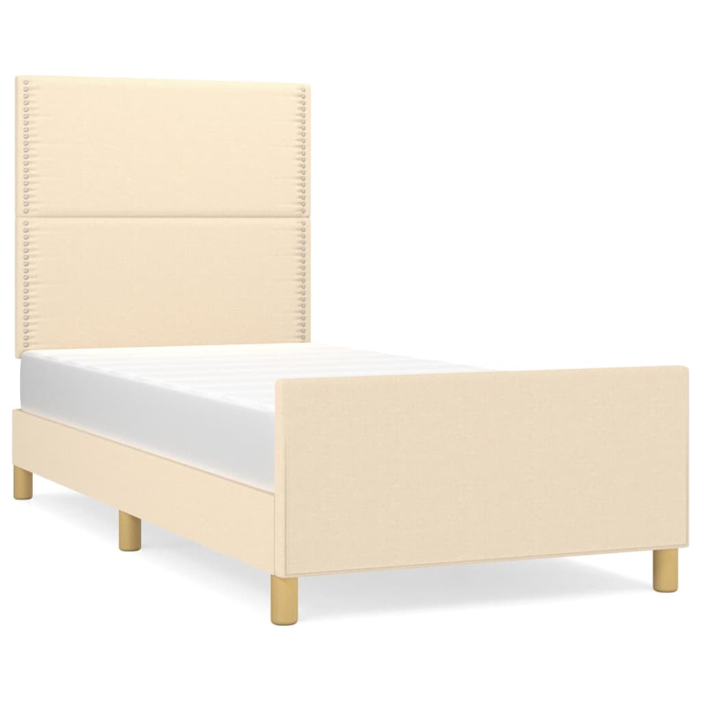 sengeramme uden madras 90x200 cm stof cremefarvet