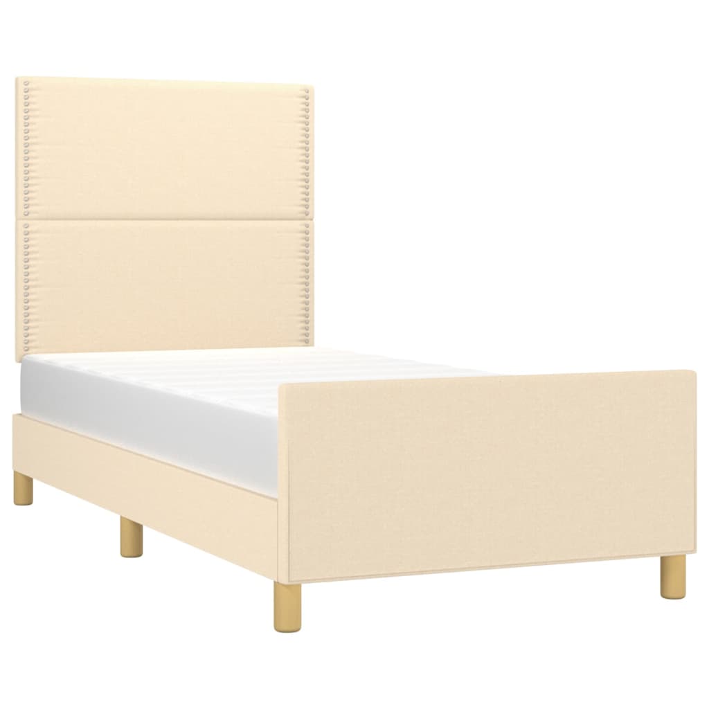 sengeramme uden madras 90x200 cm stof cremefarvet