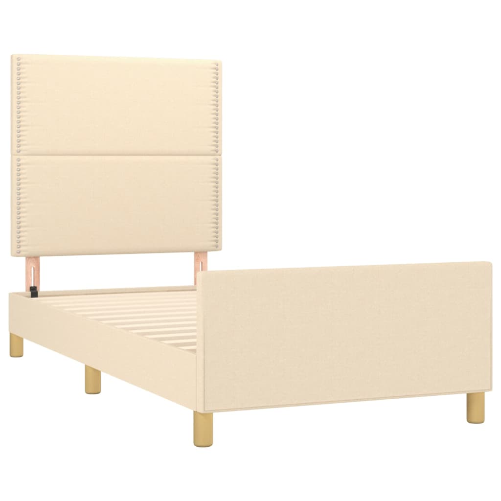 sengeramme uden madras 90x200 cm stof cremefarvet