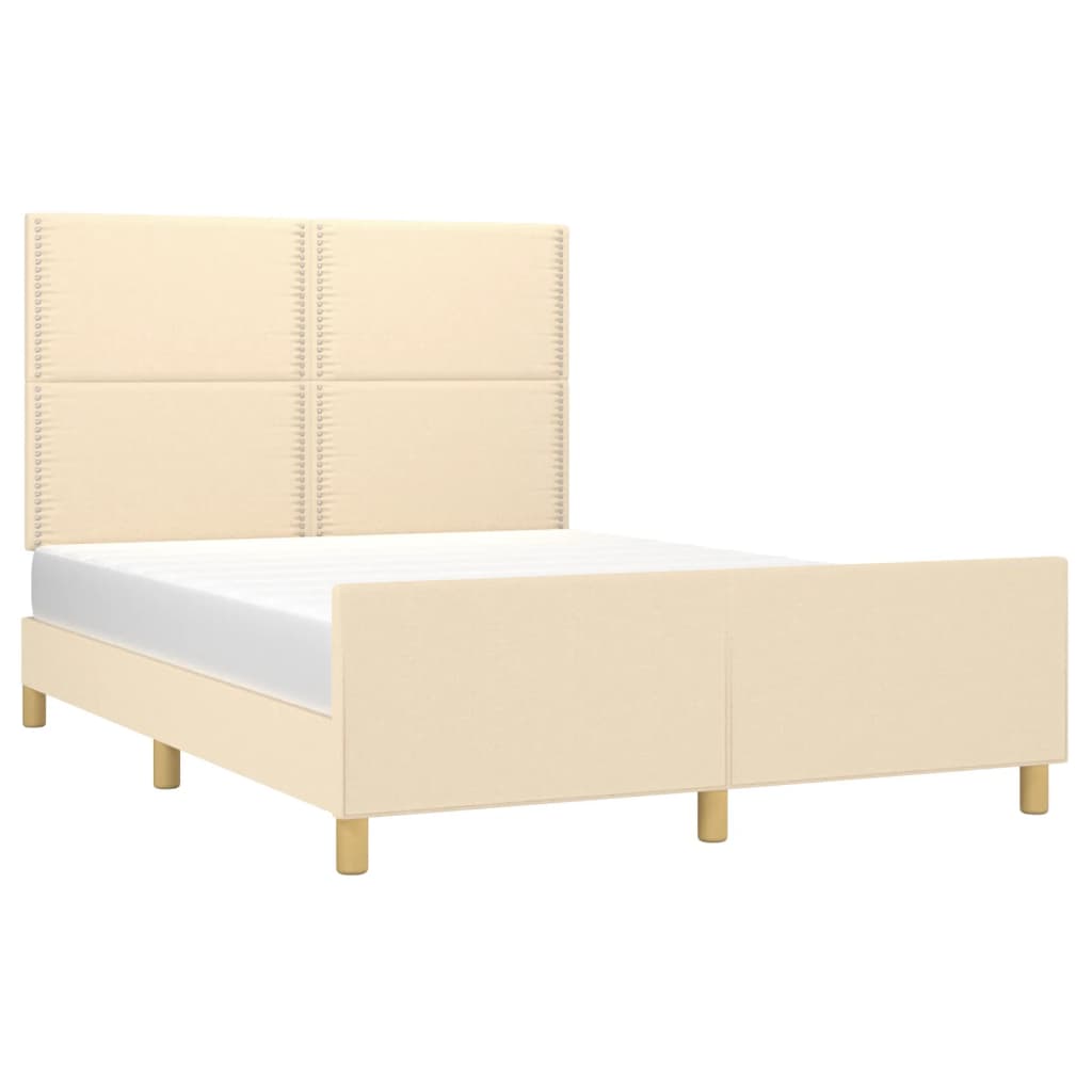 sengeramme uden madras 140x190 cm stof cremefarvet