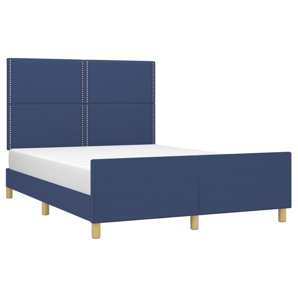 sengeramme uden madras 140x190 cm stof blå