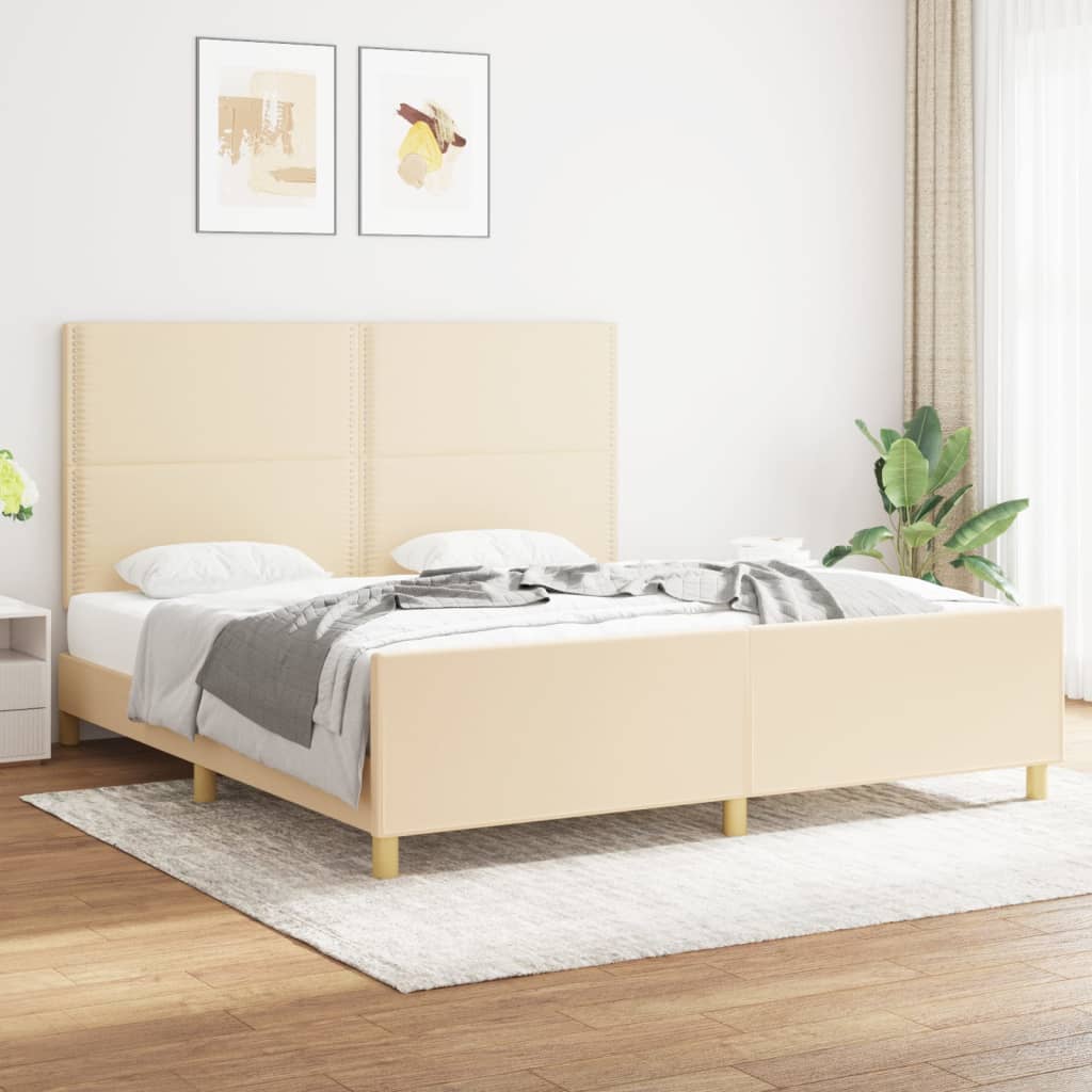 sengeramme uden madras 180x200 cm stof cremefarvet