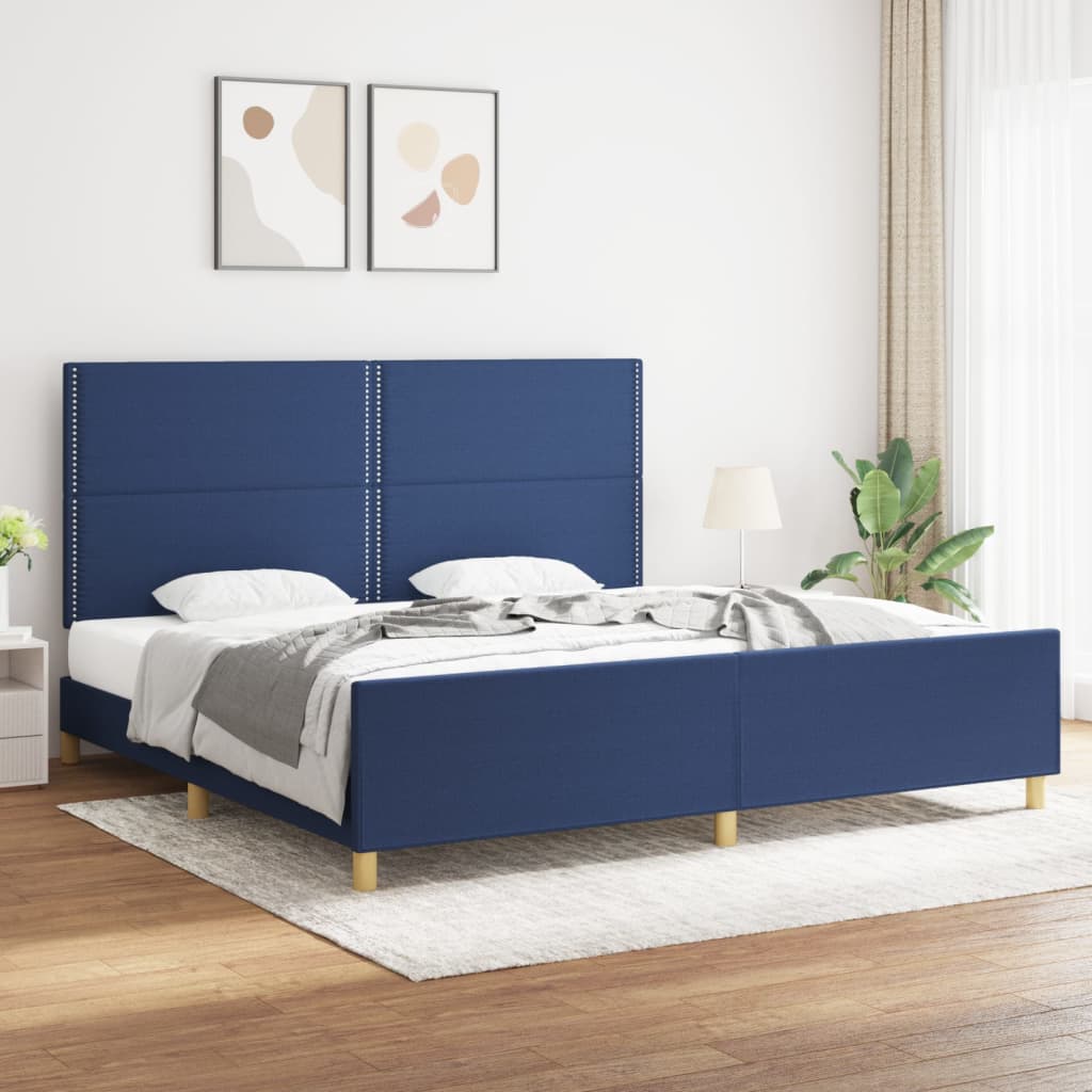 sengeramme uden madras 200x200 cm stof blå