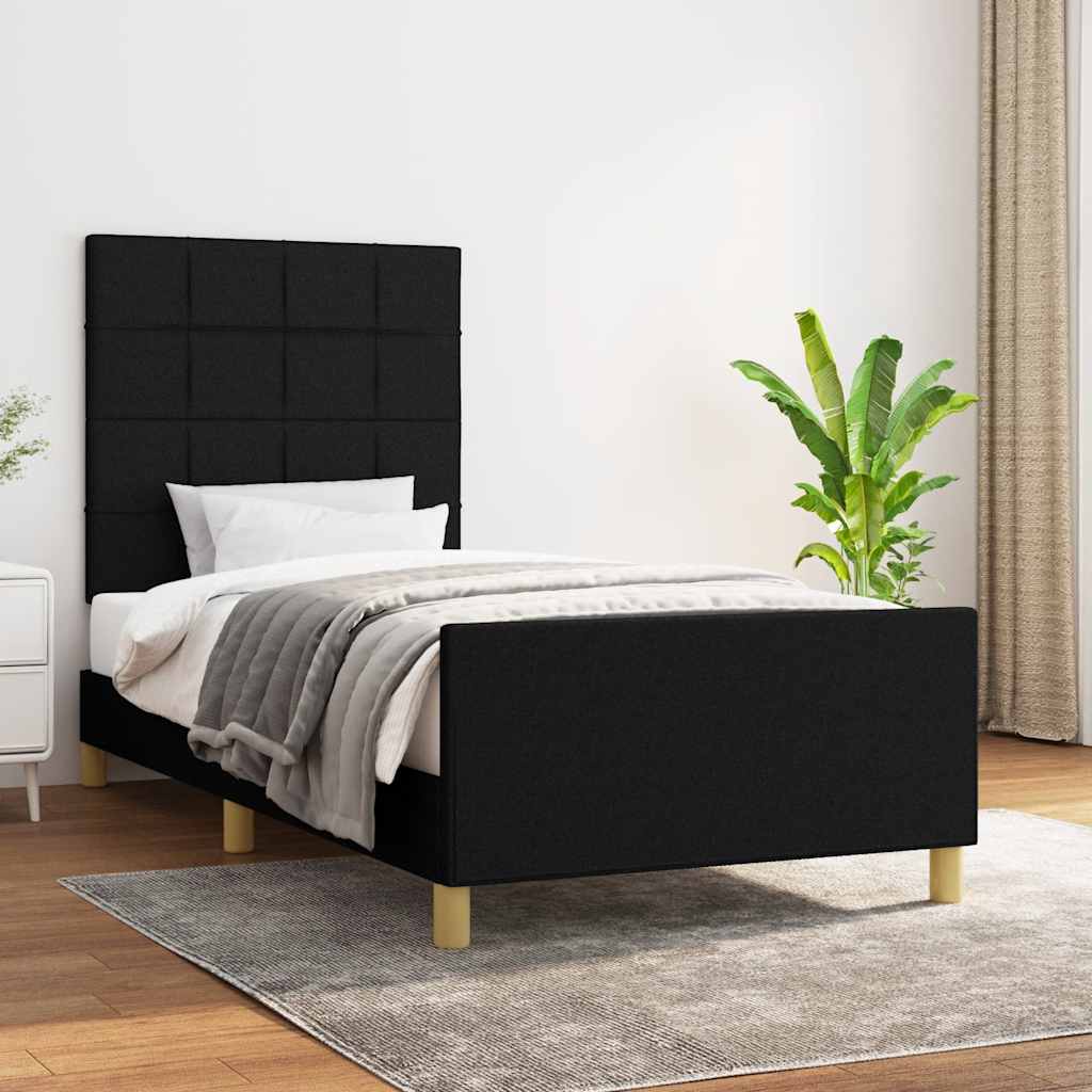 sengeramme uden madras 90x190 cm stof sort