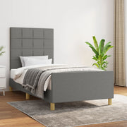 Sengeramme uden madras Mørkegrå 90x200 cm Stof