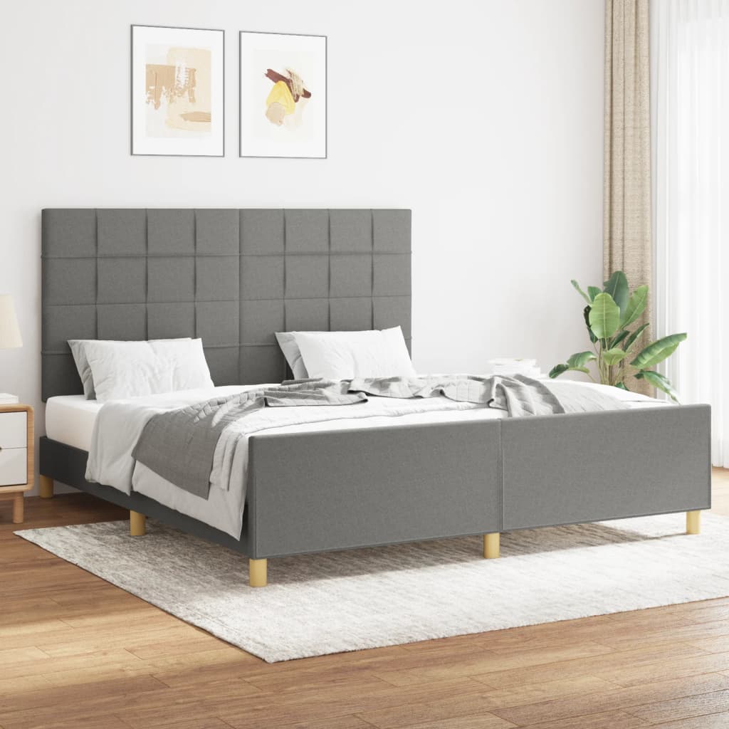 sengeramme uden madras 160x200 cm stof mørkegrå