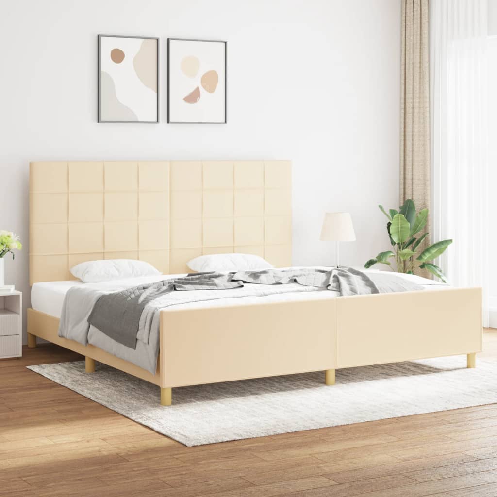 sengeramme uden madras 200x200 cm stof cremefarvet