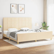sengeramme uden madras 200x200 cm stof cremefarvet