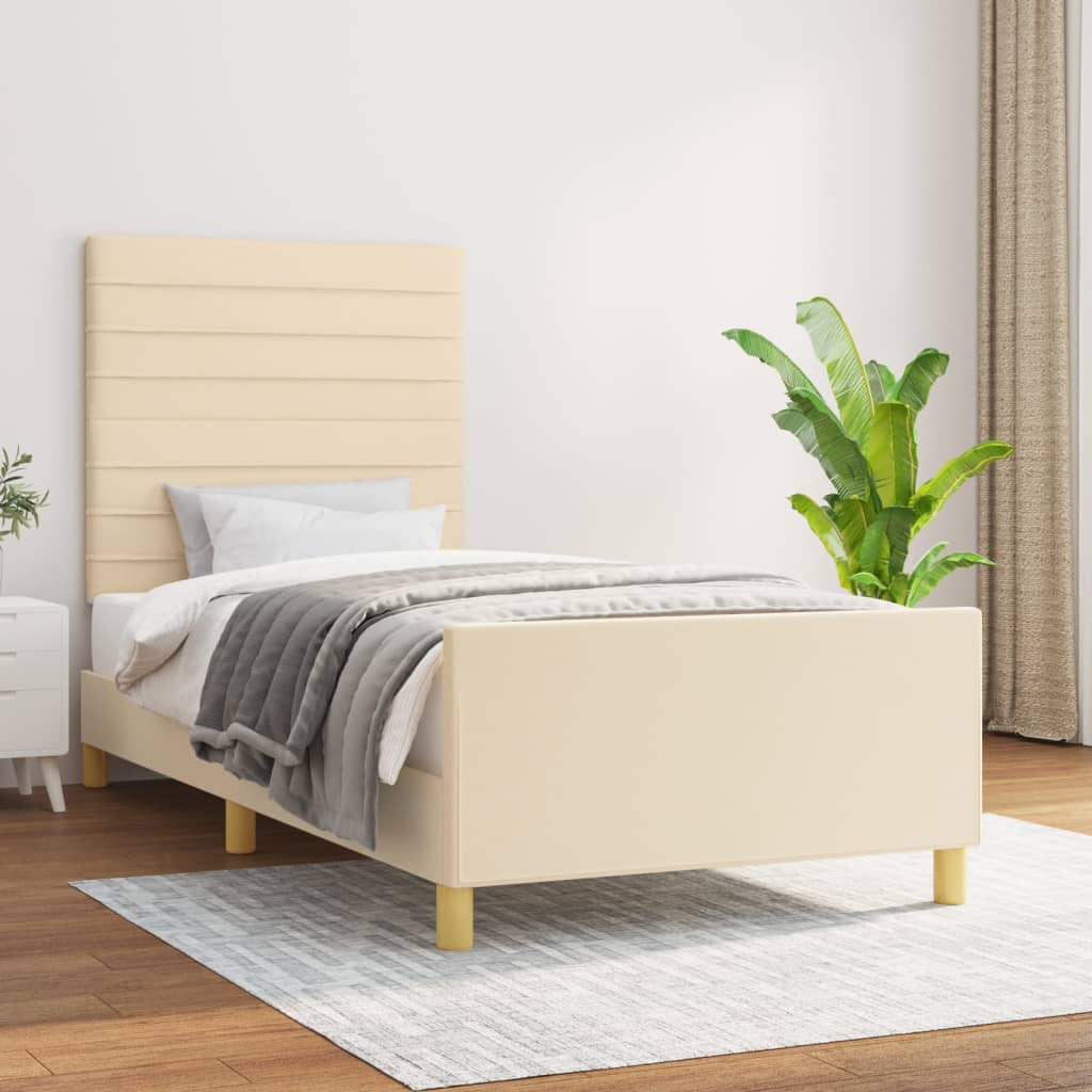 sengeramme uden madras 80x200 cm stof cremefarvet