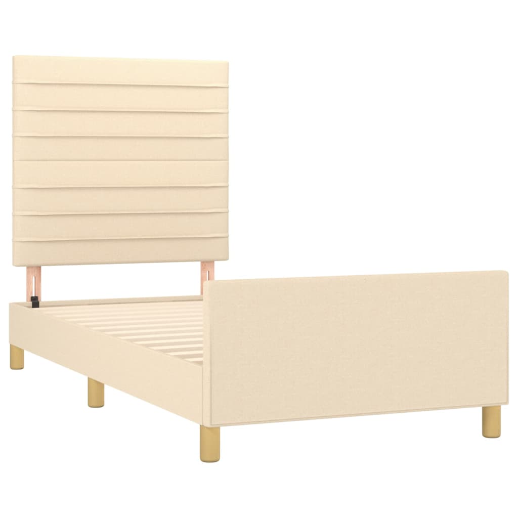 sengeramme uden madras 90x200 cm stof cremefarvet