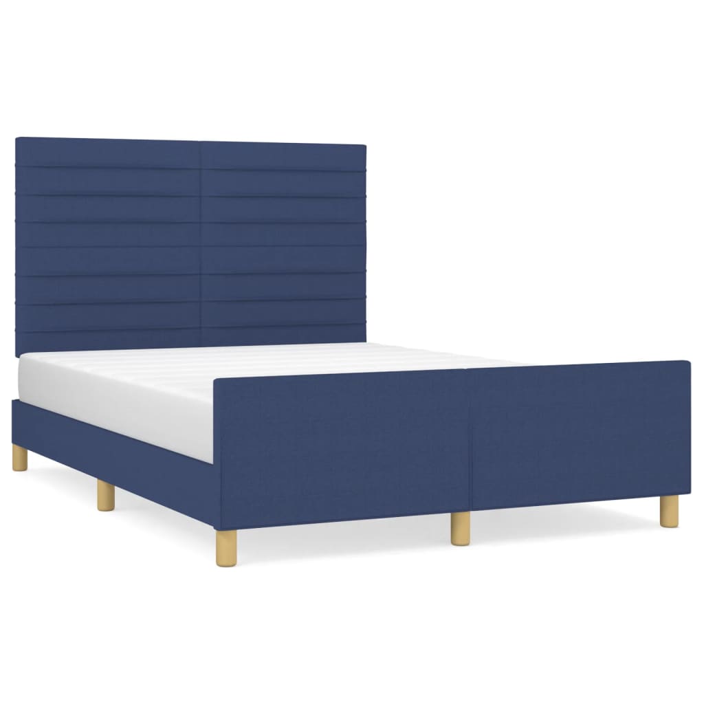 sengeramme uden madras 140x190 cm stof blå