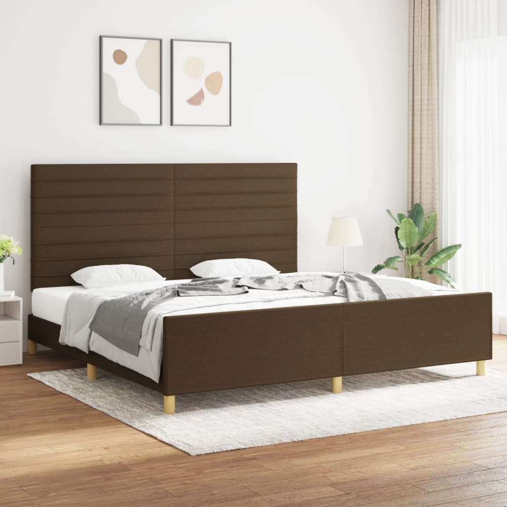 sengeramme uden madras 200x200 cm stof mørkebrun