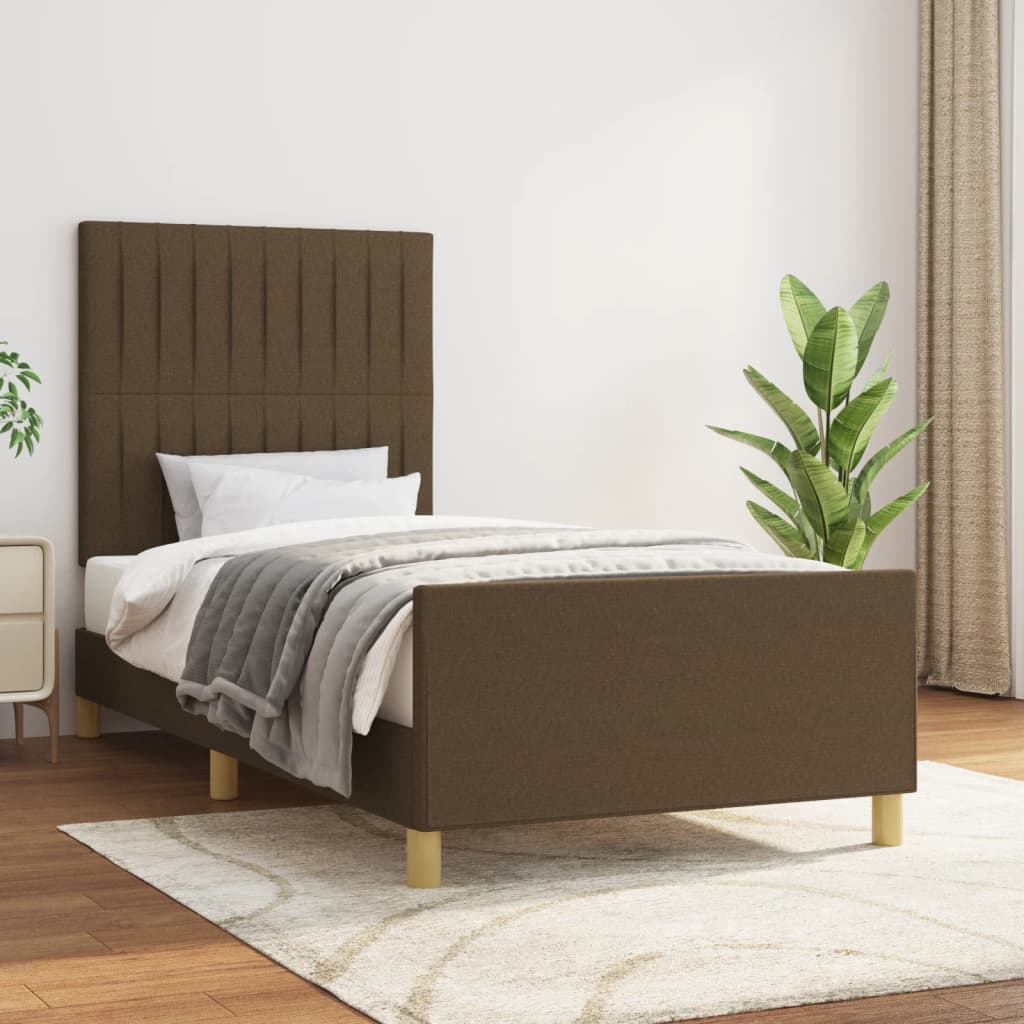 Sengeramme uden madras Mørkebrun 90x200 cm Stof