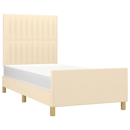 sengeramme uden madras 90x200 cm stof cremefarvet