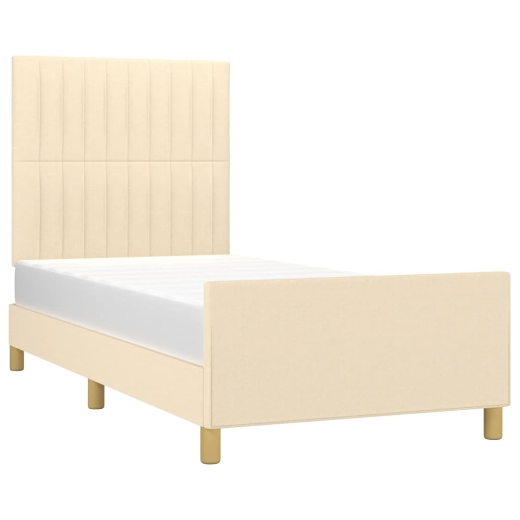 sengeramme uden madras 90x200 cm stof cremefarvet