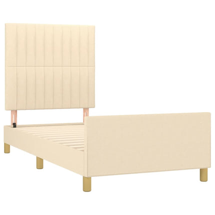 sengeramme uden madras 90x200 cm stof cremefarvet