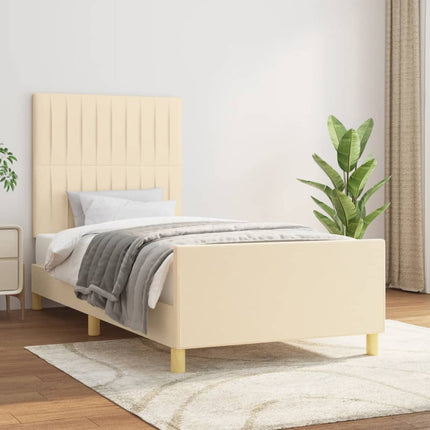 sengeramme uden madras 90x200 cm stof cremefarvet