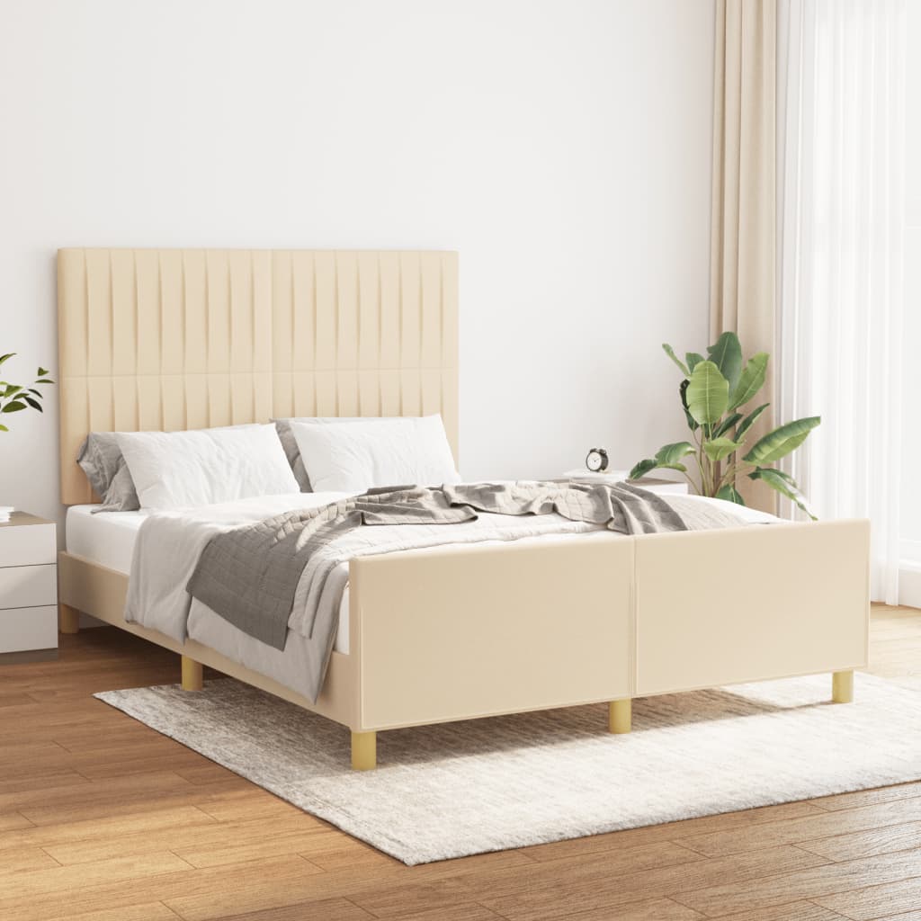 sengeramme uden madras 140x190 cm stof cremefarvet