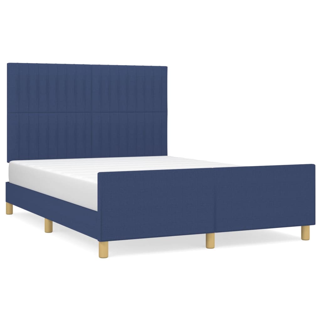 sengeramme uden madras 140x190 cm stof blå