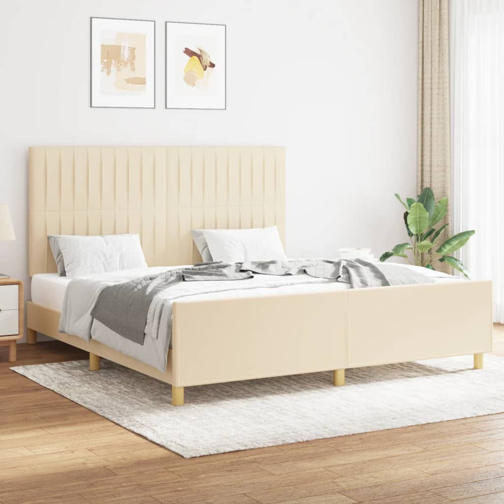 sengeramme uden madras 160x200 cm stof cremefarvet