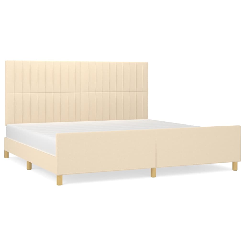 sengeramme uden madras 200x200 cm stof cremefarvet