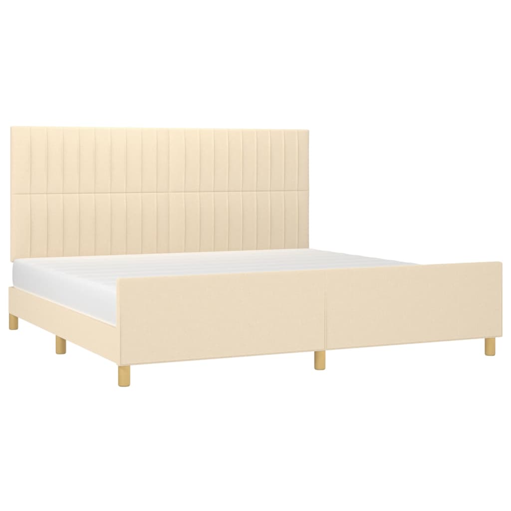 sengeramme uden madras 200x200 cm stof cremefarvet