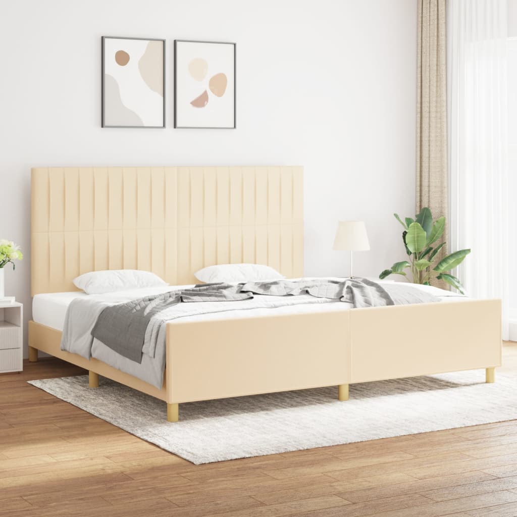 sengeramme uden madras 200x200 cm stof cremefarvet