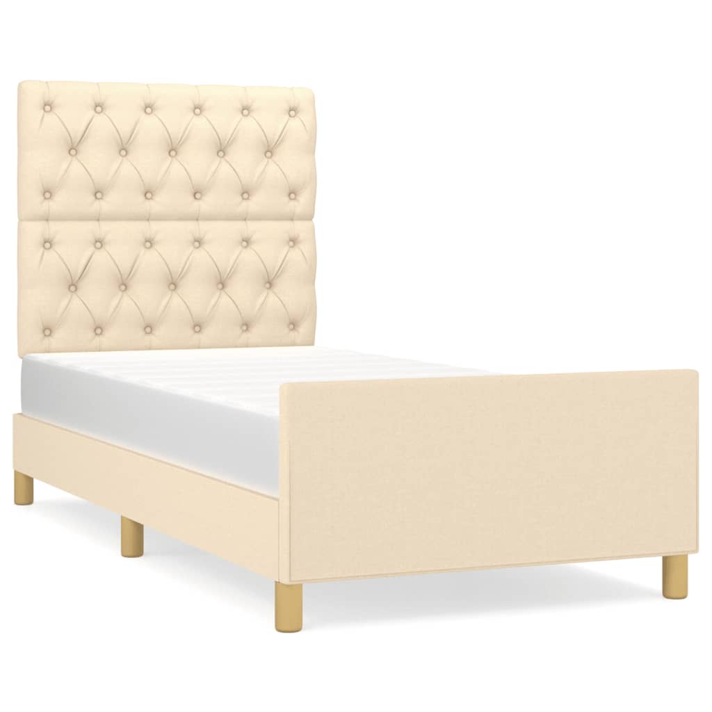 sengeramme uden madras 80x200 cm stof cremefarvet