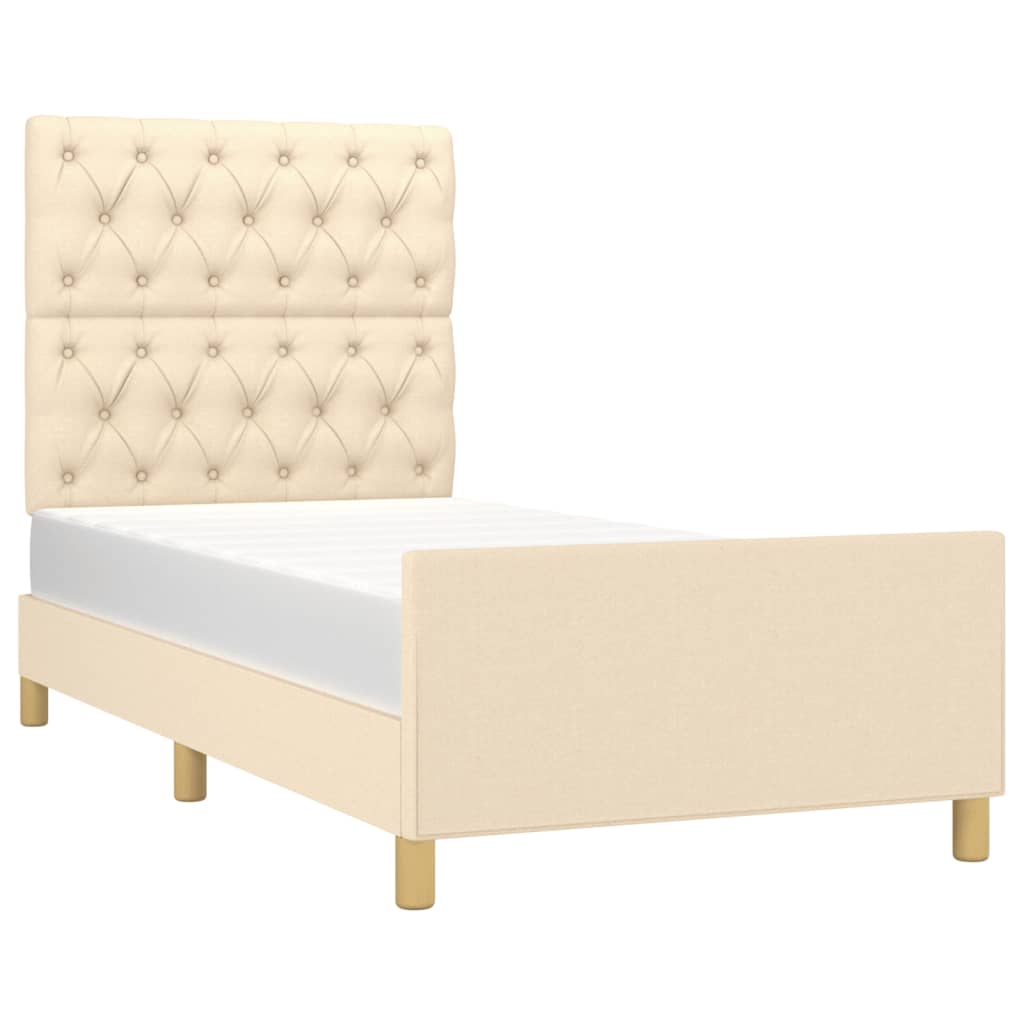 sengeramme uden madras 80x200 cm stof cremefarvet
