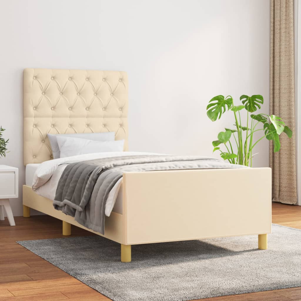 sengeramme uden madras 80x200 cm stof cremefarvet