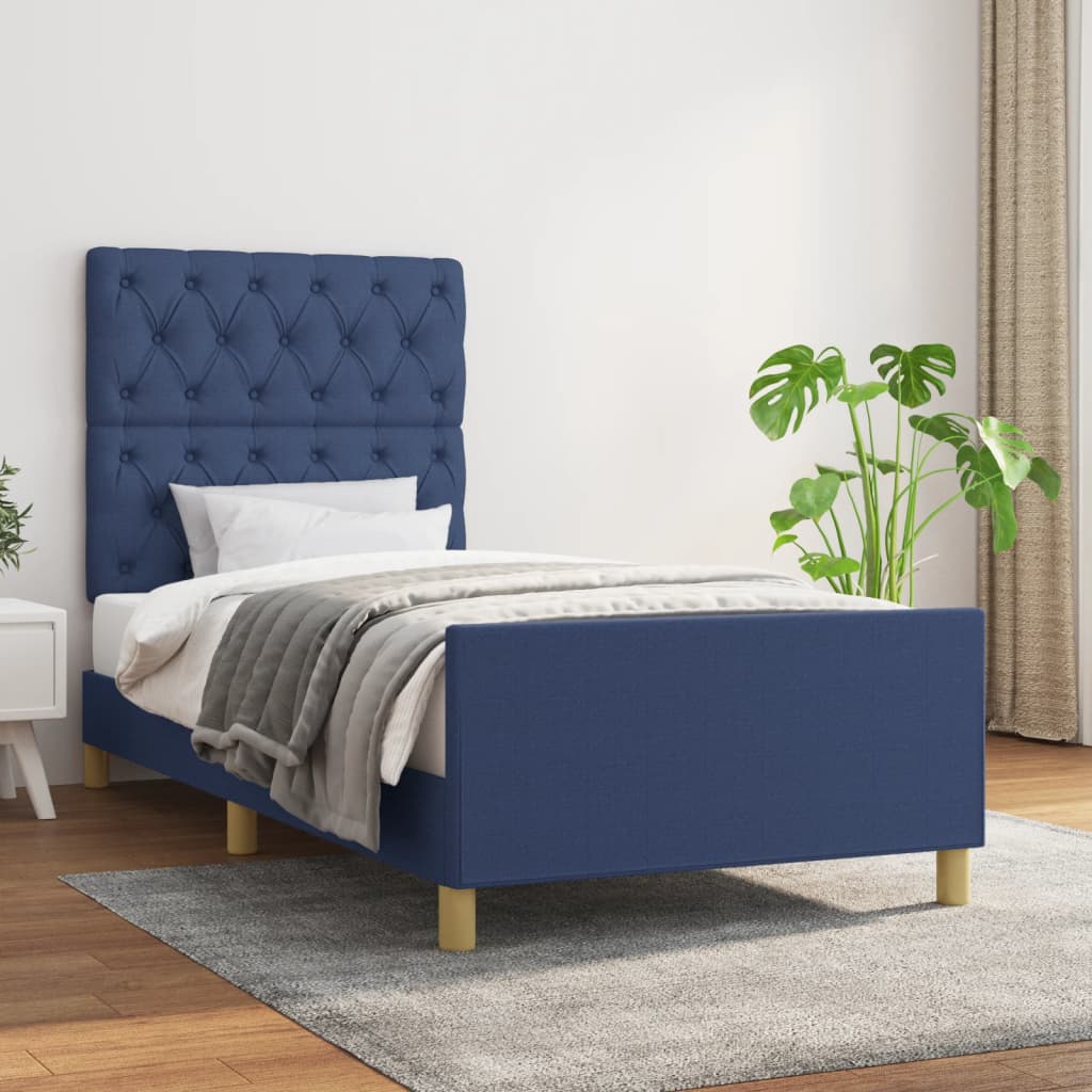 sengeramme uden madras 80x200 cm stof blå