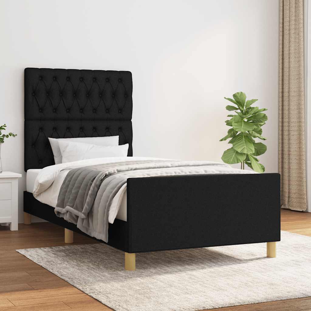 sengeramme uden madras 90x190 cm stof sort
