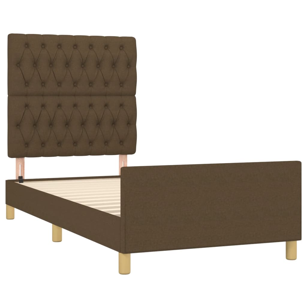 Sengeramme uden madras Mørkebrun 90x190 cm Stof