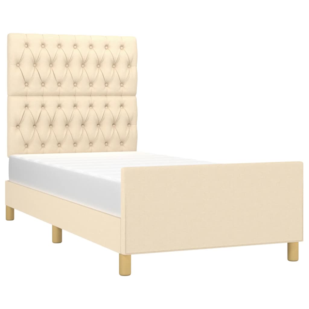sengeramme uden madras 90x200 cm stof cremefarvet