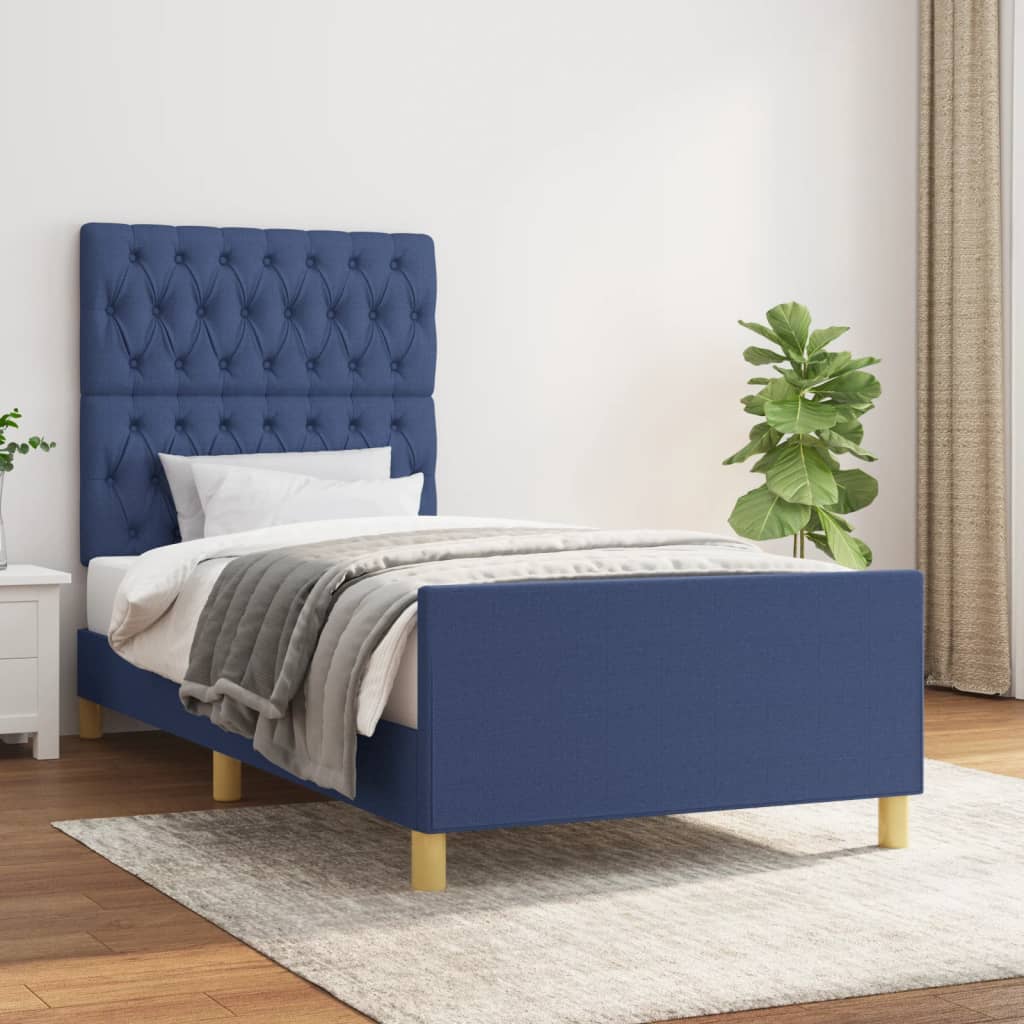 sengeramme uden madras 100x200 cm stof blå